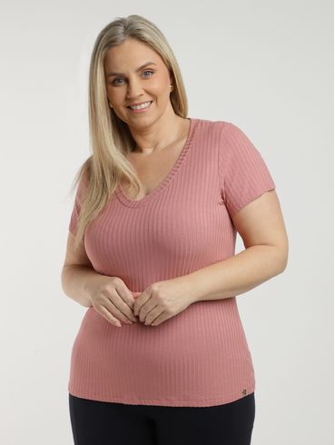 Blusa Manga Curta Autentique Plus Size Feminina ROSA