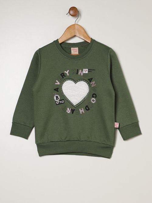 Moletom Coração Infantil Para Menina - VERDE