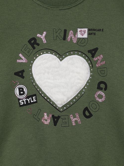 Moletom Coração Infantil Para Menina - VERDE