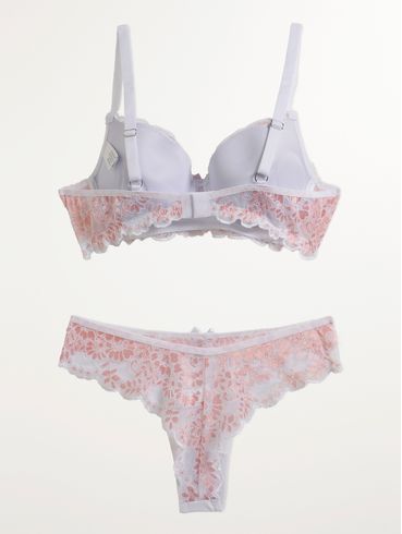 Conjunto Lingerie Feminino BRANCO/ROSE