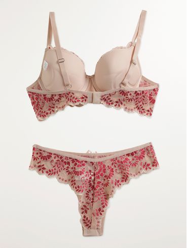 Conjunto Lingerie Feminino BEGE/ROSA
