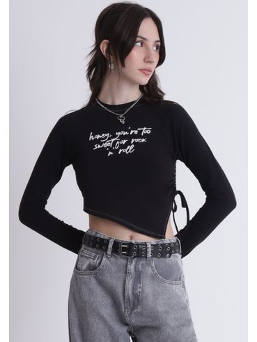 Blusa manga raglan assimétrica
