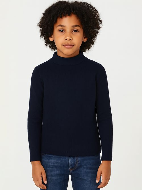 Blusão Básico Tricot Infantil Para Menino - Azul Marinho