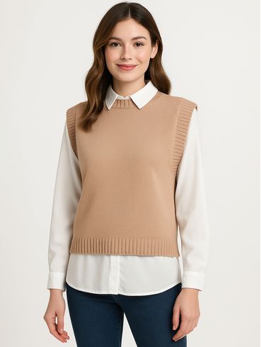 Blusa Sobreposição Eagle Rock Feminina CAQUI