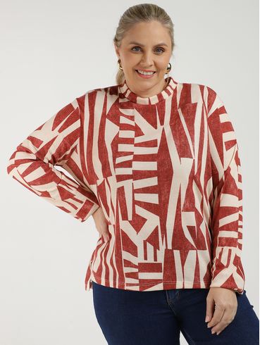 Blusa Gola Alta Plus Size Feminina MARROM