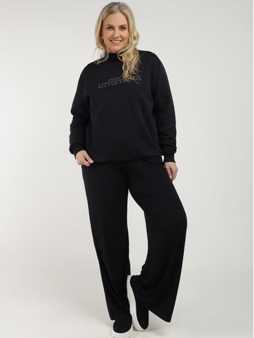 Moletom Gola Alta Plus Size Feminino PRETO