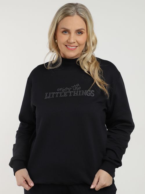Moletom Gola Alta Plus Size Feminino PRETO