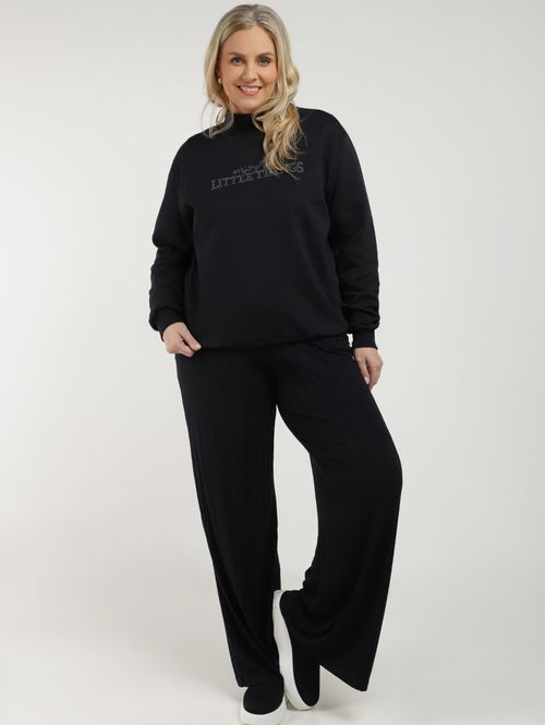 Moletom Gola Alta Plus Size Feminino PRETO