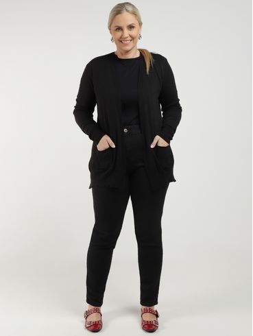Casaco Alongado Plus Size Feminino PRETO