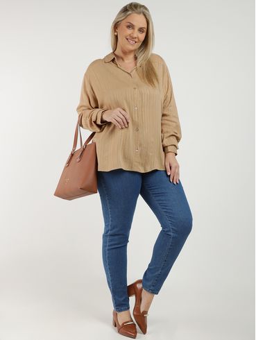 Camisa Viscose Plus Size Feminina BEGE