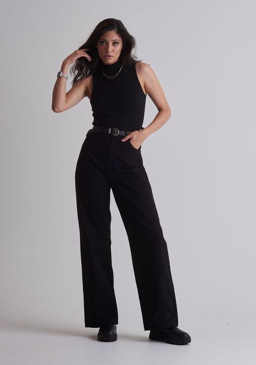 Calça wide leg sarja preta