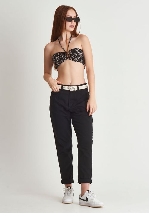 Calça sarja mom cintura alta