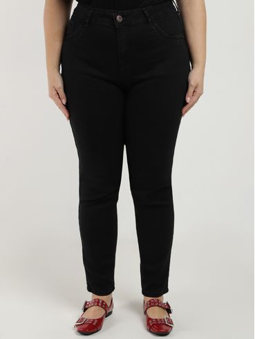 Calça Jeans Cigarrete Plus Size Feminina PRETO