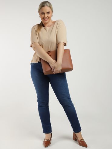Calça Jeans Cigarrete Plus Size Feminina AZUL