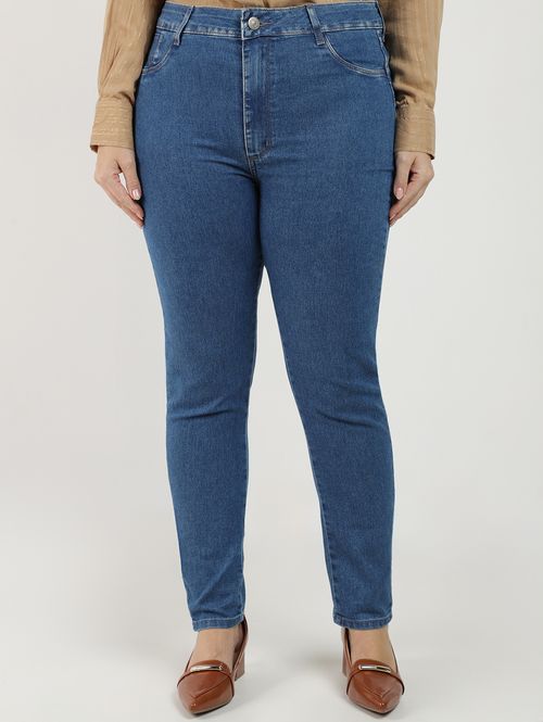 Calça Jeans Cigarrete Plus Size Feminina AZUL