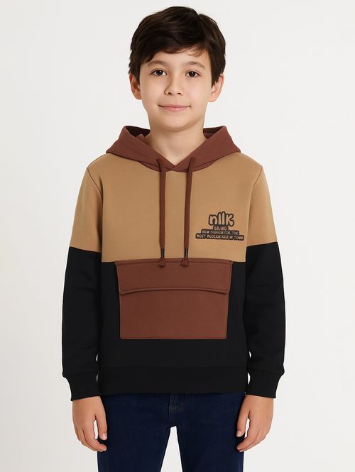 Moletom Com Capuz Infantil Para Menino - BEGE/PRETO/MARROM