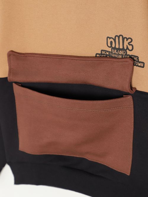 Moletom Com Capuz Infantil Para Menino - BEGE/PRETO/MARROM