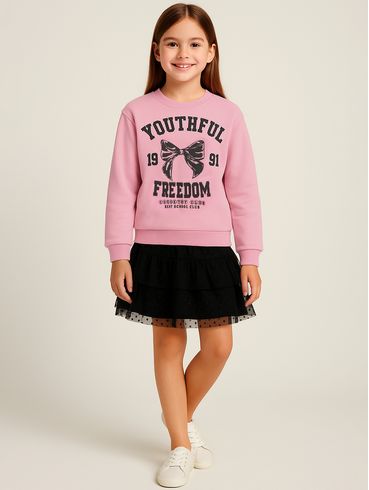Conjunto com Saia Vels Juvenil Para Menina - ROSA