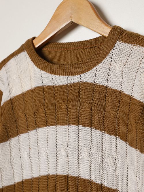 Blusão Tricot Infantil Para Menino - MARROM/BEGE