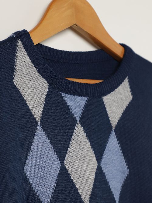 Blusão Tricot Infantil Para Menino - MARINHO/CINZA/AZUL