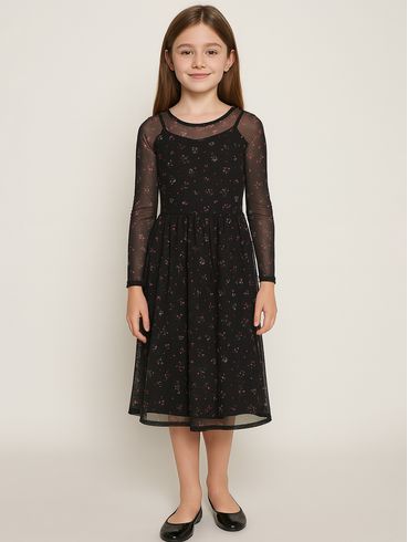 Vestido Juvenil Para Menina - PRETO