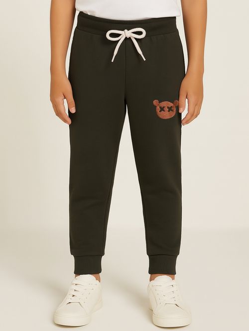 Calça Moletom Com Punho Infantil Para Menino - VERDE