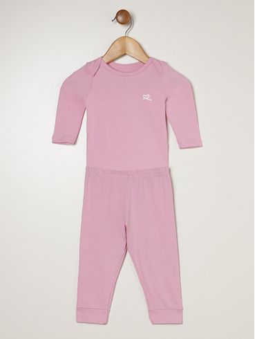 Pijama Curto Infantil Para Bebê - ROSA CLARO