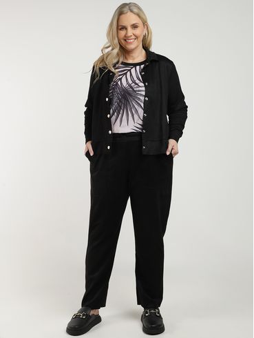 Calça Reta Plus Size Feminina PRETO