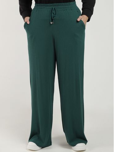 Calça Canelada Pantalona Autentique Feminina VERDE