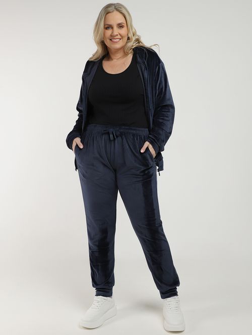 Conjunto Plush Longo Plus Size Feminino MARINHO