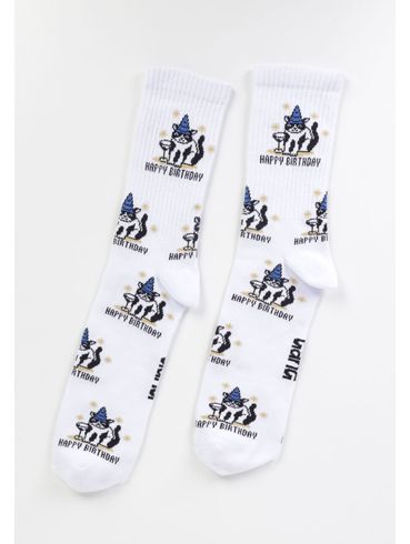 Meia estampada happy birthday