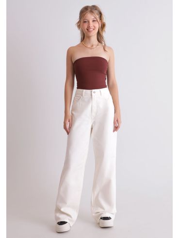 Calça Wide Leg em Sarja