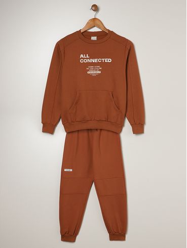 Conjunto Longo Juvenil Para Menino - MARROM