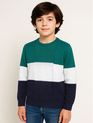 Blusão Tricot Manga Longa Juvenil Para Menino - MARINHO