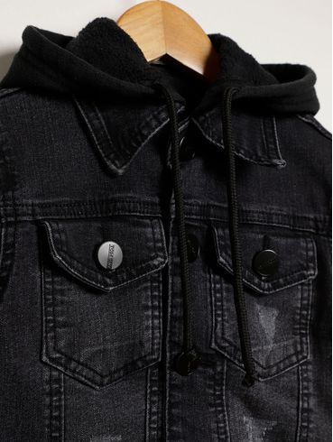 Jaqueta Jeans Infantil Para Menino - PRETO