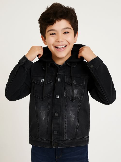 Jaqueta Jeans Infantil Para Menino - PRETO
