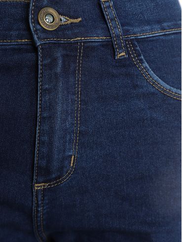 Calça Jeans Cigarrete Fenda na Barra Feminina AZUL