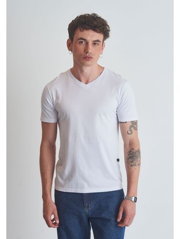 Camiseta decote V slim fit branca