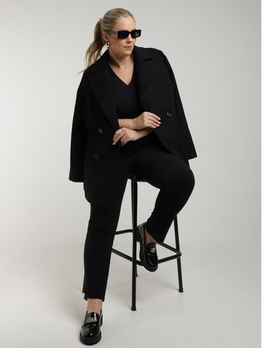 Calça Veludo Reta Plus Size Feminina PRETO