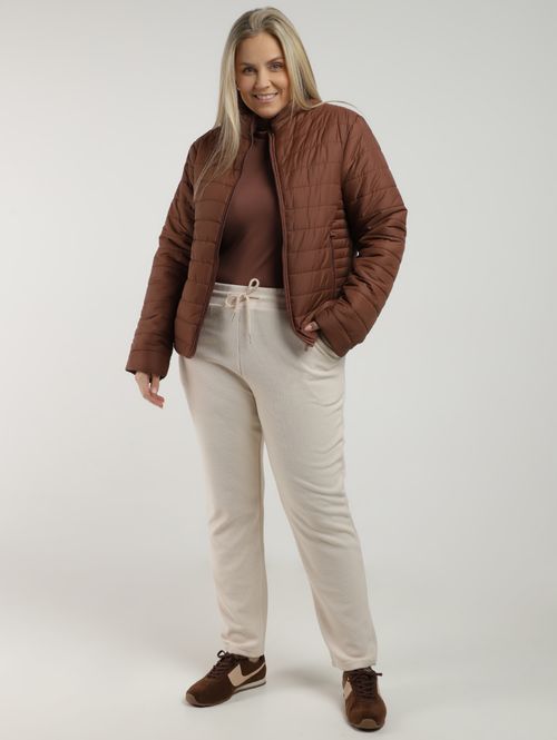 Calça Veludo Reta Plus Size Feminina OFF WHITE