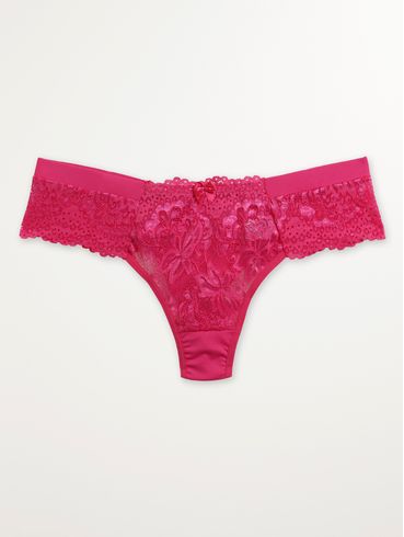 Calcinha com Renda Fio Duplo Feminina Rosa Pink