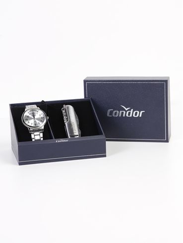 Relógio+Acessório Condor Masculino PRATA
