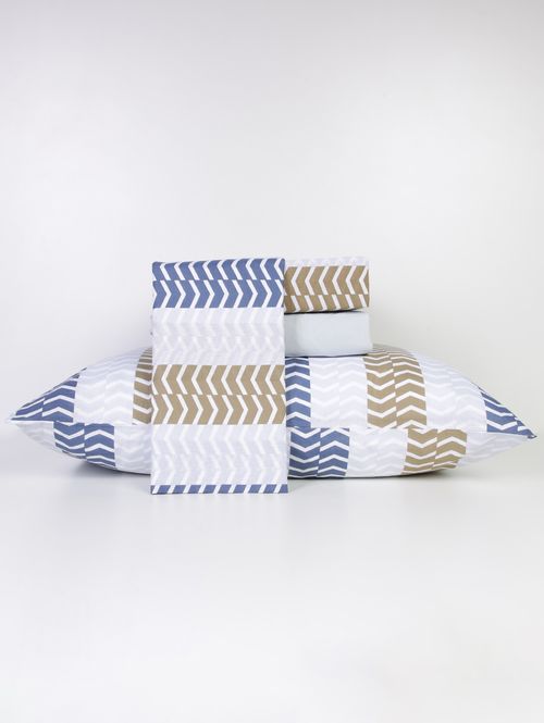 Jogo de Lençol Queen Duplo Crystal Teka AZUL