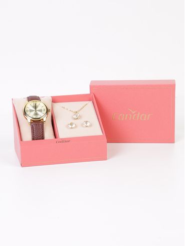 Relógio+Acessório Condor Feminino DOURADO