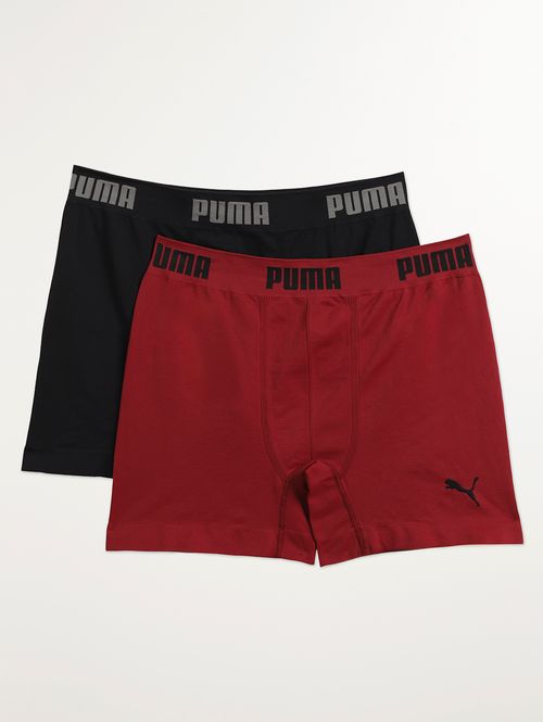 Kit Com 02 Cuecas Boxer Sem Costura Puma Masculina PRETO/BORDO