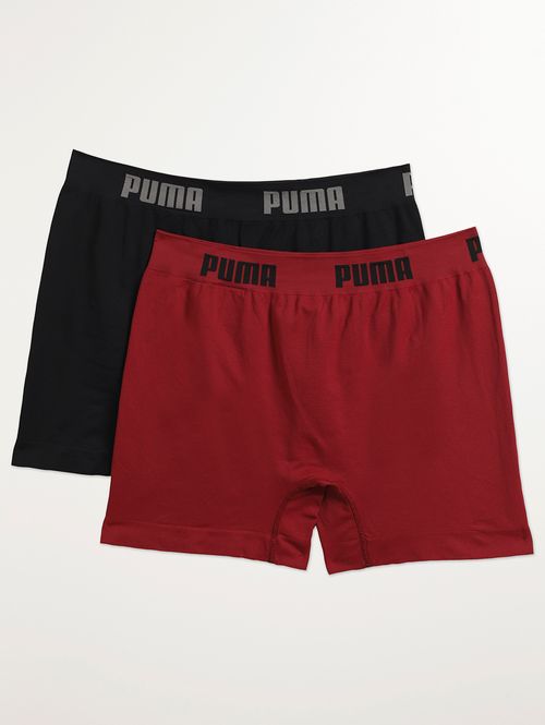 Kit Com 02 Cuecas Boxer Sem Costura Puma Masculina PRETO/BORDO