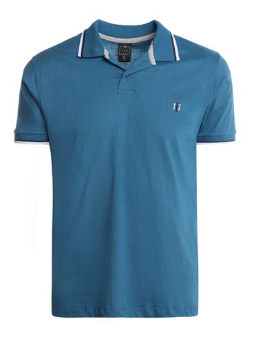Polo Malha  Manga Curta Masculina AZUL