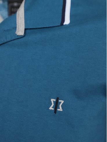 Polo Malha  Manga Curta Masculina AZUL