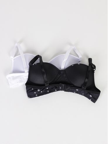 Kit com 02 Sutiãs Juvenil Para Menina - PRETO/BRANCO