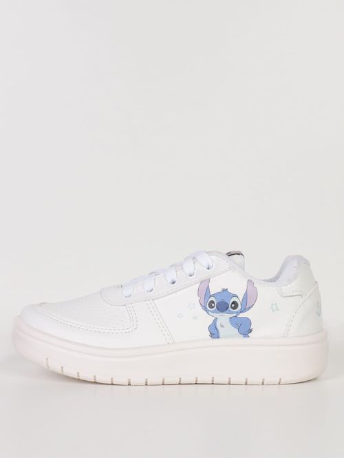 Tênis Stitch Disney Juvenil Para Menina - BRANCO/AZUL